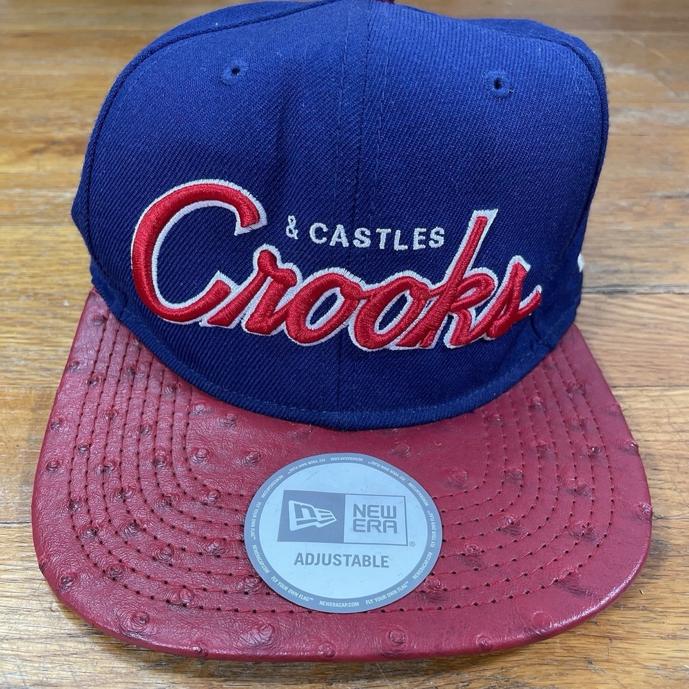 CROOKS & CASTLES Men's Hat Adjustable SnapBack / New Era Royal / Red Ostrich NWT